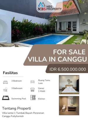 FOR SALE VILLA LANTAI 1 TUMBAK BAYUH-PERERENAN CANGGU , tersedia melalui melalui situs Olx