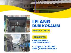 Investasi Property Skema Lelang Rumah 3 Lantai Duri Kosambi, Jakarta Barat , tersedia melalui melalui situs Olx