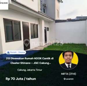 213 Disewakan Rumah HOOK Cantik di Cluster Shinano JGC Cakung Jaktim lokasi di Bekasi Kota, tersedia melalui melalui situs Olx