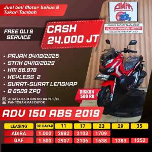 Jual bekas ADV 150 ABS 2019 DP 1 JUTA REMOT 2 CASHKREDIT ALLO BANK INDODANA,lokasi di Depok Kota