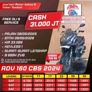 Jual bekas ADV 160 CBS 2024 KREDIVO INDODANA GOPAYLATER SPAYLATER ALLOBANK ALISTA,lokasi di Depok Kota