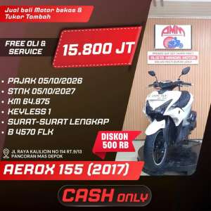 Jual bekas AEROX 155 S 2017 PAJAK HIDUP CASH KREDIVO INDODANA SHOPEELATER ALISTA,lokasi di Depok Kota