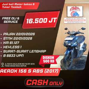 Jual bekas AEROX 155 S ABS 2017 PAJAK HIDUP KREDIVO INDODANA GOPAYLATER ALISTA,lokasi di Depok Kota