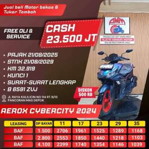 Jual bekas AEROX CYBERCITY 2024 KREDIVO INDODANA CC 0 SPAYLATER ALLOBANK ALISTA,lokasi di Depok Kota