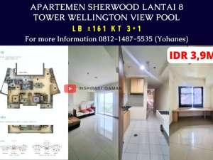 Apt Sherwood 161mtr 31KT lantai 8 Tower Wellington view Pool lokasi di Jakarta Utara, tersedia melalui melalui situs Olx