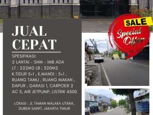 Bagus,MegahLB 350m2,DUREN SAWIT, JAKARTA TIMUR lokasi di Jakarta Timur, tersedia melalui melalui situs Olx