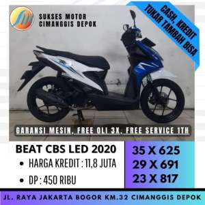 Jual bekas BEAT CBS LED 2020 PUTIH DP 400 PROMO SUKSES MOTOR CASHBACK UPTO 700,lokasi di Jakarta Pusat