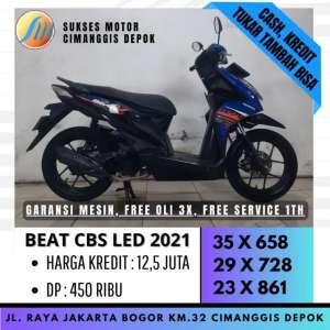 Jual bekas BEAT CBS LED 2021 DP 450 CICILAN RINGAN BERGARANSI SUKSES MOTOR,lokasi di  ,Depok Kota