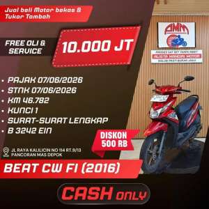 Jual bekas BEAT CW 2016 PAJAK HIDUP CC 0 KREDIVO TOKPEDIA SPAYLATER INDODANA,lokasi di Depok Kota