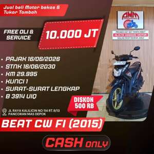 Jual bekas BEAT CW FI 2015 PAJAK HIDUP CASH ALISTA MANDIRI MOTOR KREDIVO INDODANA,lokasi di Depok Kota