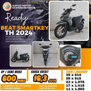 Jual bekas BEAT DELUXE SMARTKEY 2024 KEYLES MULUS BISA KREDIT DI SUKSES MOTOR,lokasi di  