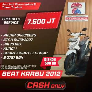 Jual bekas BEAT KARBU 2012 CASH ONLY KREDIVO INDODANA GOPAYLATER SHOPEE ALISTA,lokasi di Depok Kota