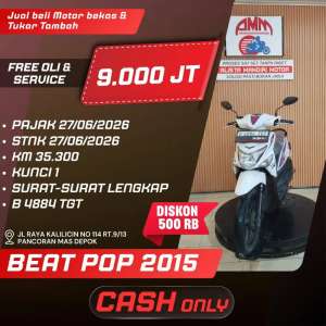Jual bekas BEAT POP 2015 PAJAK HIDUP CASH ONLY KREDIVO INDODANA SHOPEE ALISTA,lokasi di Depok Kota