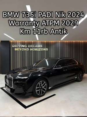 Jual bekas BMW 735i M-Sport 2024 Hitam B1348SAT Km11rb Panoramic Display,lokasi di Jakarta Utara