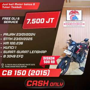 Jual bekas CB 150 2015 CASH ONLY KREDIVO INDODANA GOPAYLATER SHOPEELATER ALISTA,lokasi di Depok Kota