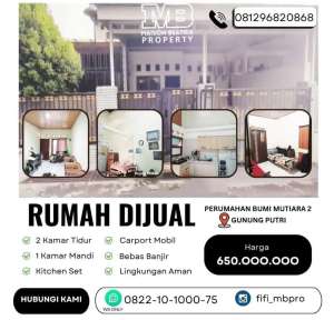 DIJUAL CEPAT RUMAH MURAH BEBAS BANJIR lokasi di Bekasi Kota, tersedia melalui melalui situs Olx