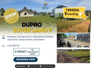Dijual Kavling SHM Strategis DUPRO SUPER LAND 9Kawasan Lampeuneurut, Belakang Poltekkes Aceh lokasi di Banda Aceh Kota, tersedia melalui melalui situs Olx