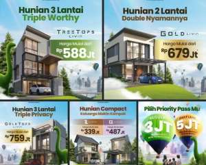 Dijual rumah baru, 3 lantai, Tanpa DP, treetop livin, lippo Cikarang lokasi di Bekasi Kab., tersedia melalui melalui situs Olx