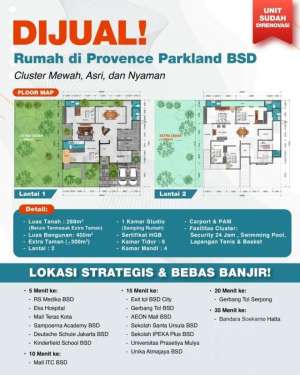 Dijual Rumah di Provence Parkland BSD - Cluster Mewah AsriNyaman lokasi di Tangerang Selatan Kota, tersedia melalui melalui situs Olx
