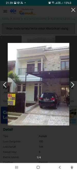 Dijual rumah di purigading villa tampak siring B1221 Bekasi lokasi di Bekasi Kota, tersedia melalui melalui situs Olx