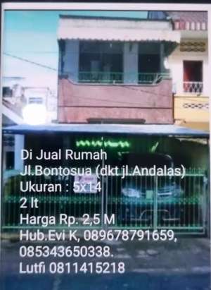 DIJUAL RUMAH JL. BONTOSUA MAKASSAR lokasi di Makassar Kota, tersedia melalui melalui situs Olx
