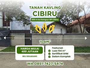 Dijual Tanah Kavling Siap Bangun 500 meter dari UPI Cibiru lokasi di Bandung Kab., tersedia melalui melalui situs Olx