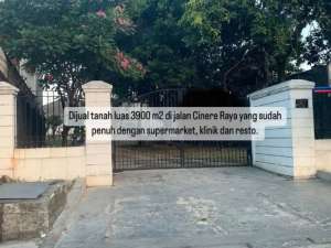 Dijual tanah luas murah pinggir jalan CInere Raya Depok lokasi di Depok Kota, tersedia melalui melalui situs Olx