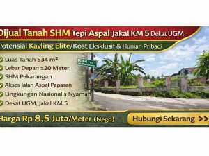 Dijual Tanah SHM Tepi Aspal Jakal KM 5 Dekat UGM lokasi di Sleman Kab., tersedia melalui melalui situs Olx