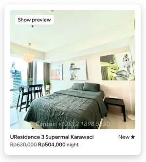 Disewa Bulanan, Mingguan dan Tahunan U Residence lippo Karawaci lokasi di Tangerang Kota, tersedia melalui melalui situs Olx