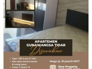 Disewakan apartemen Gunawangsa Tidar lokasi di Surabaya Kota, tersedia melalui melalui situs Olx