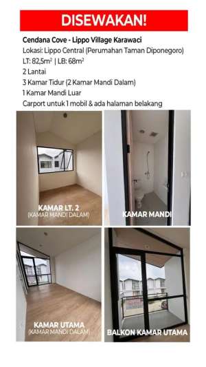 Disewakan Rumah 3 Kamar Tidur di Lippo Karawaci lokasi di Tangerang Kota, tersedia melalui melalui situs Olx