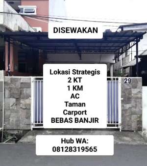 DISEWAKAN RUMAH DAERAH JATIWARINGIN, LOKASI STRATEGISBEBAS BANJIR lokasi di Jakarta Timur, tersedia melalui melalui situs Olx