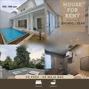 Disewakan Rumah Mewah Private Pool Cluster De Park De Maja Bsd lokasi di Tangerang Selatan Kota, tersedia melalui melalui situs Olx