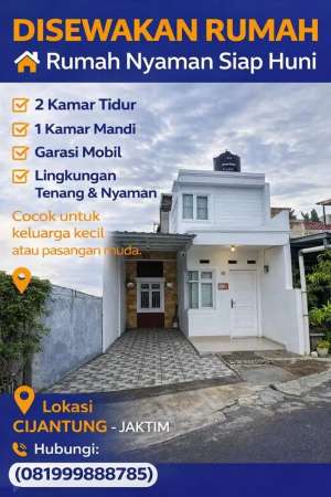 Disewakan Rumah Nyaman di Cluster ada Garasi Mobil lokasi di Jakarta Timur, tersedia melalui melalui situs Olx