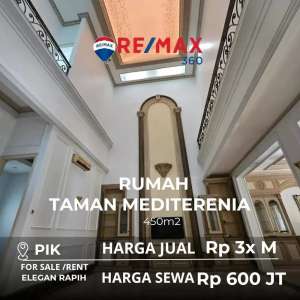 Disewakan Rumah PIK Taman Mediterania Resort uk 15x30mt Furnish Jakut lokasi di Jakarta Utara, tersedia melalui melalui situs Olx