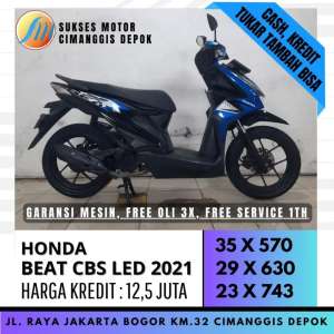 Jual bekas DP 450 HONDA BEAT CBS 2021 CASH KREDIT CC BISA SUKSES MOTOR,lokasi di Depok Kota