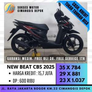 Jual bekas DP 600 NEW BEAT CBS 2025 CICILAN RINGAN UNIT BERGARANSI SUKSES MOTOR,lokasi di Depok Kota