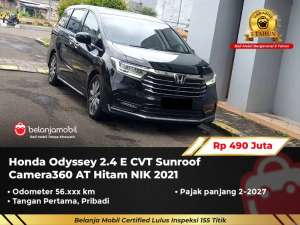 Jual bekas GARANSI 5THHonda Odyssey 2.4 E CVT Sunroof AT Hitam 20212022,lokasi di Jakarta Selatan