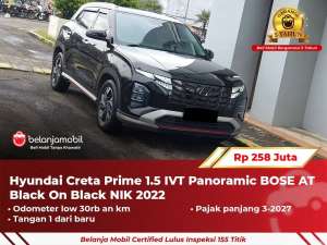 Jual bekas GARANSI 5THHyundai Creta Prime 1.5 IVT Panoramic BOSE 2022 2023,lokasi di Depok Kota