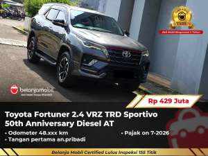 Jual bekas GARANSI 5THToyota Fortuner 2.4 VRZ TRD Sportivo Diesel 20212022,lokasi di Tangerang Selatan Kota