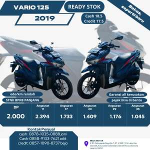 Jual bekas Honda vario 125 2019 pajak hidup jaminan garansi sepuasnya,lokasi di Jakarta Selatan