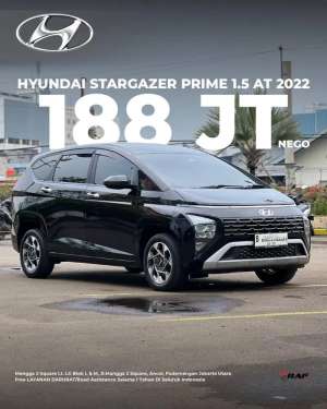 Jual bekas HYUNDAI STARGAZER PRIME 1.5 IVT CAPTAI SEAT 2023 NIK 2022 HITAM,lokasi di Jakarta Utara