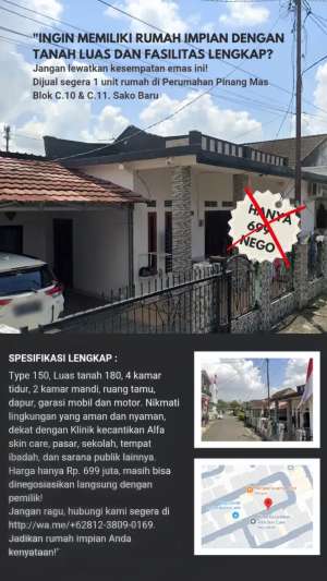 Jual rumah murah palembang lokasi di Palembang Kota, tersedia melalui melalui situs Olx