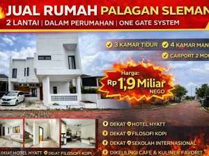 Jual Rumah Palagan Sleman 2 Lantai Dalam Perumahan, Dekat HyattFilosofi Kopi lokasi di Yogyakarta Kota, tersedia melalui melalui situs Olx