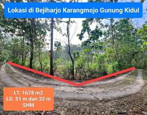 Jual Tanah murah di Bejiharjo dekat kota Wonosari Gunungkidul lokasi di Gunung Kidul Kab., tersedia melalui melalui situs Olx