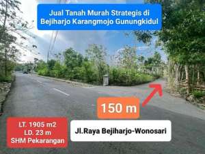 Jual Tanah murah strategis di Bejiharjo utara kota Wonosari Gunung Kidul lokasi di Gunung Kidul Kab., tersedia melalui melalui situs Olx