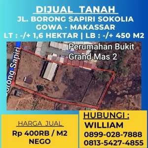 JUAL TANAH STRATEGIS DEKAT JL BORONG SAPIRI SOKKOLIA GOWA lokasi di Gowa Kab., tersedia melalui melalui situs Olx