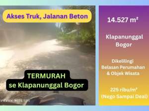 Jual Tanah termurah di Klapanunggal Bogor,Timur Cibubur, Cocok untuk Perumahan, 225 Ribum2, Nego lokasi di Bogor Kab., tersedia melalui melalui situs Olx