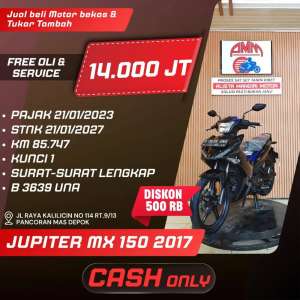 Jual bekas JUPITER MX 150 2017 CASH ONLY KREDIVO INDODANA ALLO BANK SHOPEE GOPAY,lokasi di Depok Kota