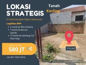 Kavling SHM Melong Bandung 110m2Lokasi Premium 10 Menit ke Gerbang Tol Pasir Kojo lokasi di Bandung Kota, tersedia melalui melalui situs Olx